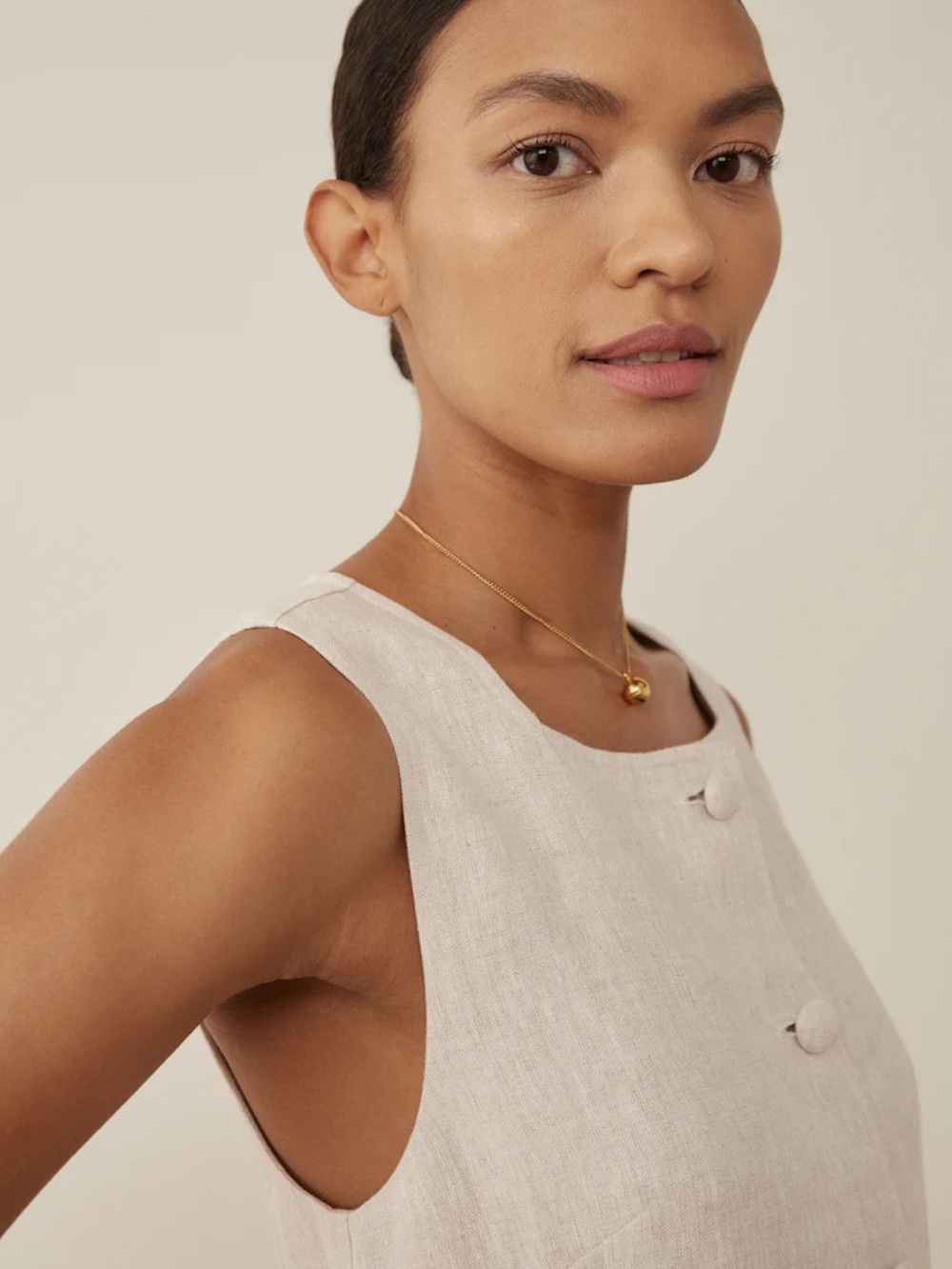 Reformation Danna Linen Dress Oatmeal - Size S - Picture 2 of 5